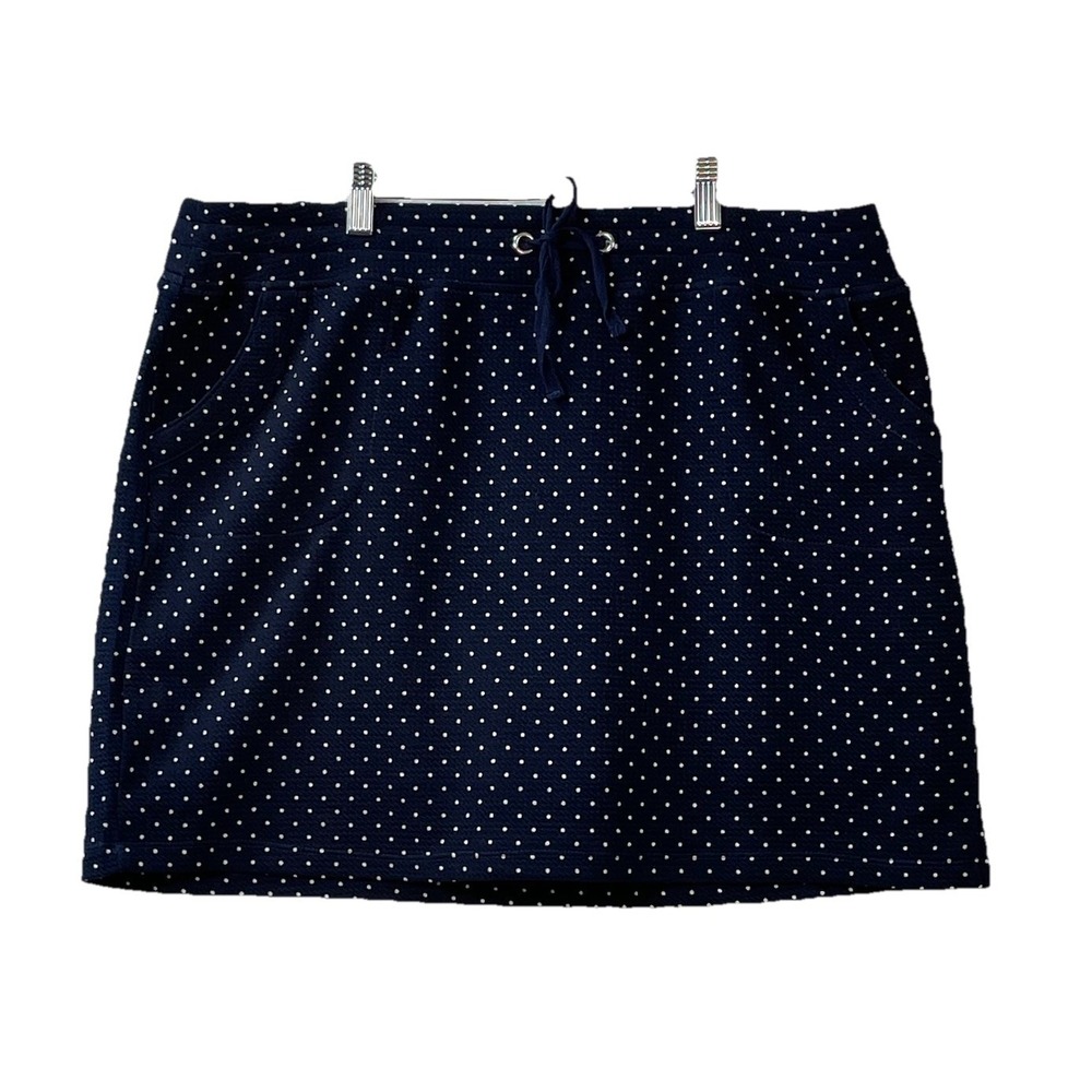Attyre New York Womens Skort Sz 16 Navy Drawstring Waist Stretchy Pockets